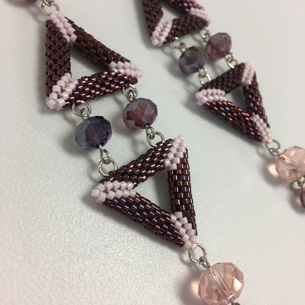 Handmade Japanese seed beads triangle earrings